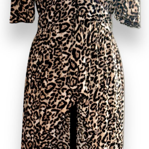 Sheer Leopard Swimsuit Cover, women Cover, Ladies Long Hi-Lo Dress/Pants Wrap - Picture 5 of 16